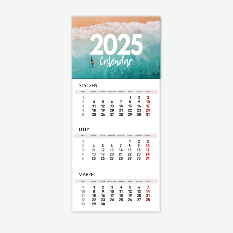 Three-Month Single Page Calendars