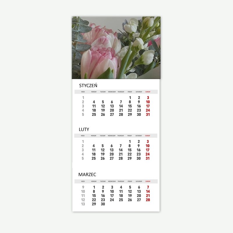 Three-Month Single Page Calendars Eco
