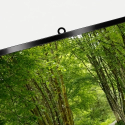Black top poster bar with a wall-mounting bracket.