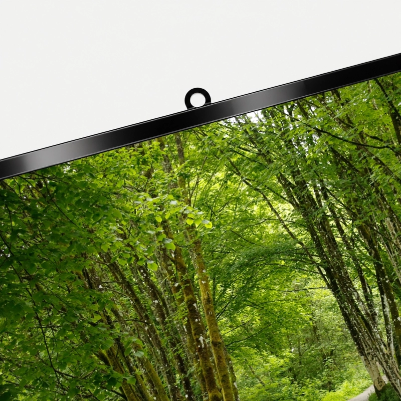Black top poster bar with a wall-mounting bracket.