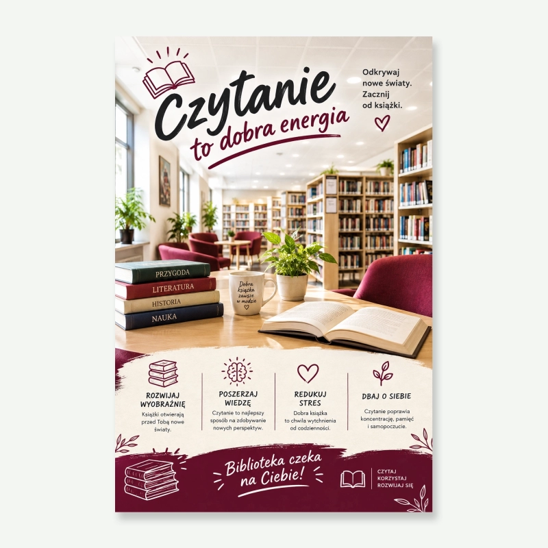 Ulotki uszlachetnione - Czytanie to dobra energia
